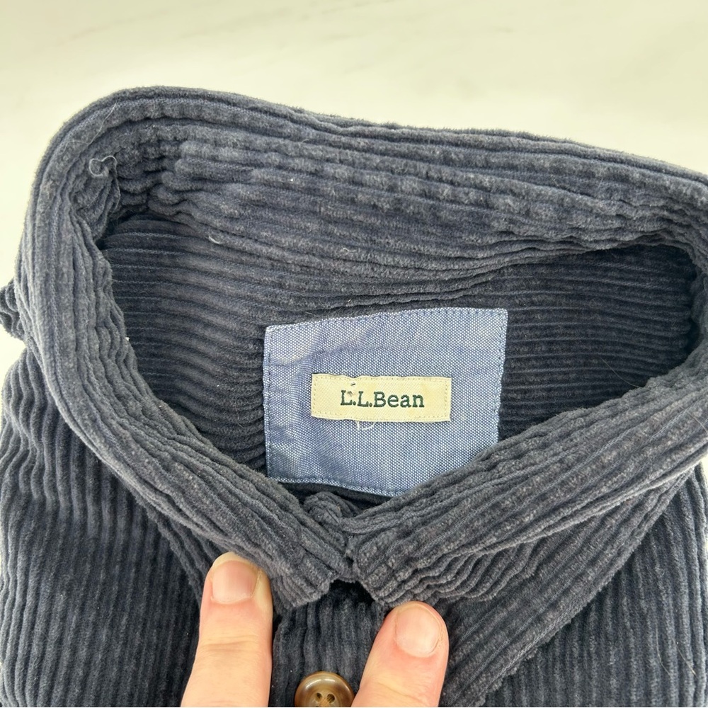 L.L. Bean Shirt Women's Medium Navy Blue Corduroy Relaxed Tunic Layer Barn Chore - Picture 2 of 8